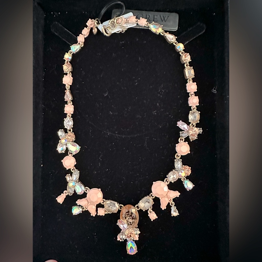 NWT J Crew Statement Necklace in Peach & Gold Colors